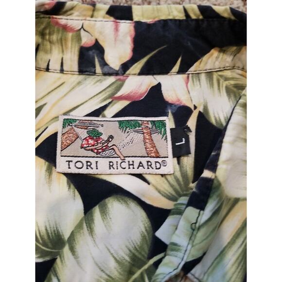 Vintage Single Stitch Tori Richard Tropical Aloha Floral Cotton Shirt Size Large - Picture 6 of 10